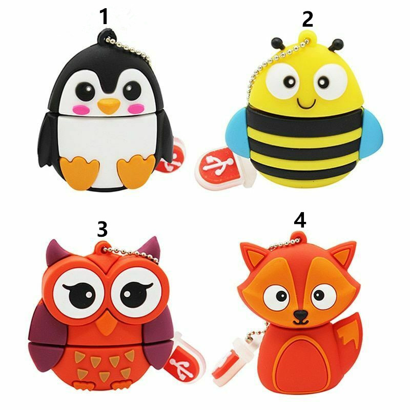 1GB 8GB 16GB 32GB 64GB 128GB Pendrive Cute Cartoon Penguin Owl Fox Style Flash Drive USB 2.0