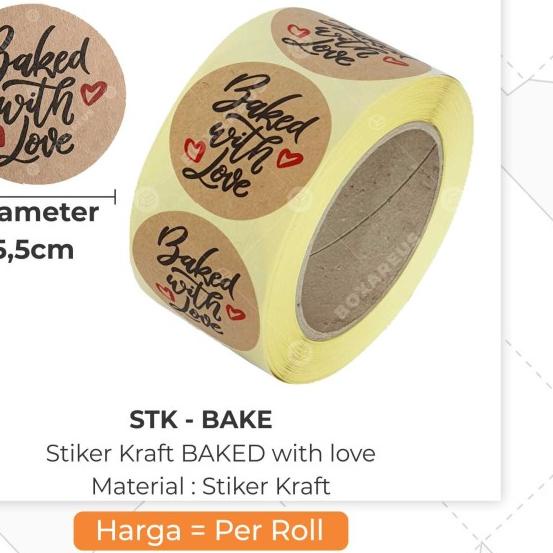 

➳ Stiker Kraft Made / Baked With Love | Sticker Label Seal Decor - BAKED w Love ☝
