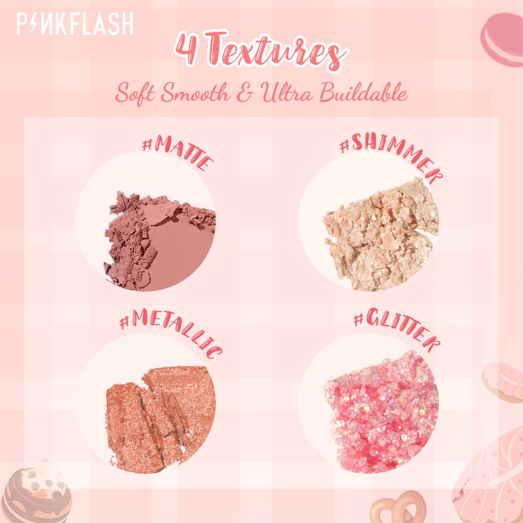 PINKFLASH Eyeshadow Palette PinkDessert Pink Dessert 12 Shades High Pigment Fine And Smooth Powder Waterproof Long Lasting Pink Flash Pink Dessert