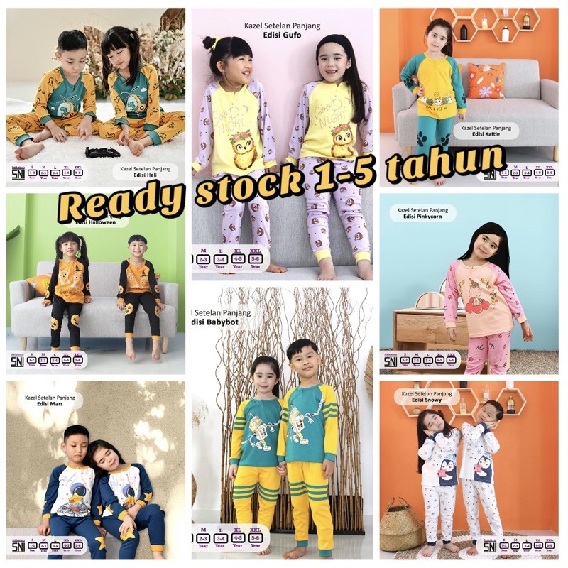 Kazel Setelan Piyama Panjang Anak Motif (1-5 Tahun) CBKS SO