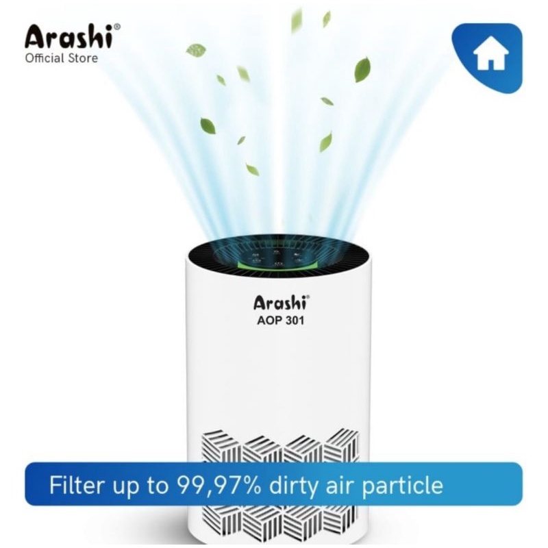 air purifier ARASHI AOP 301 - portable rechargrable - 3 kali filterisasi