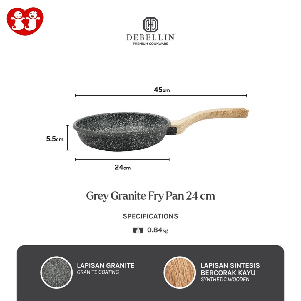 Debellin Grey Granite Fry Pan