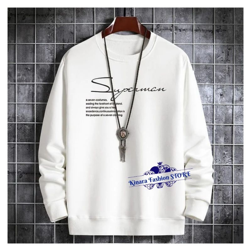 Kaos Model Sweater SUPERMAN Lengan Panjang (Pria) Motif Sablon Distro Keren cool trendy sporty