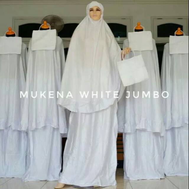 Mukena Bali Putih Polos Jumbo