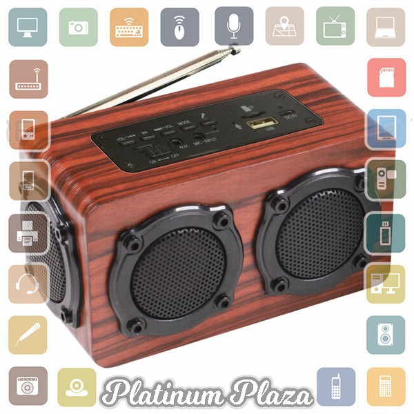 Kingneed Bluetooth Speaker FM Radio Wood Design - S409 - Brown`SY9TTC-