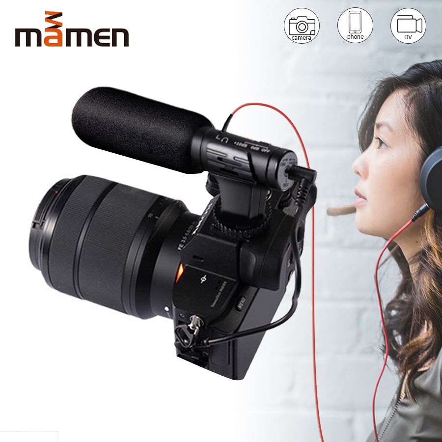 MAMEN Microphone Kamera Stereo Photography Vlog Digital HD Video Recording 3.5mm - MIC-07 - Black