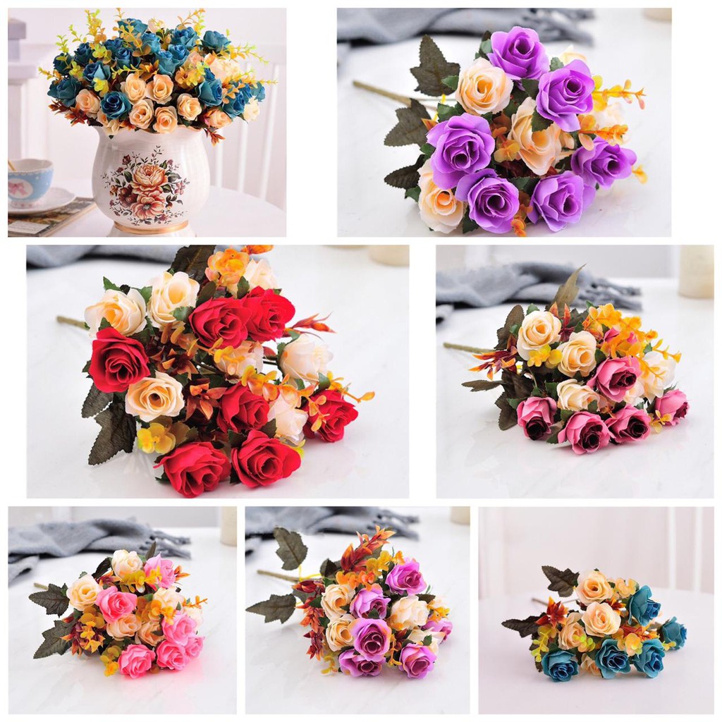 COD / BUNGA TANGKAI MAWAR BUNGA PLASTIK UNTUK BUKET BUNGA HIAS BT9004-1