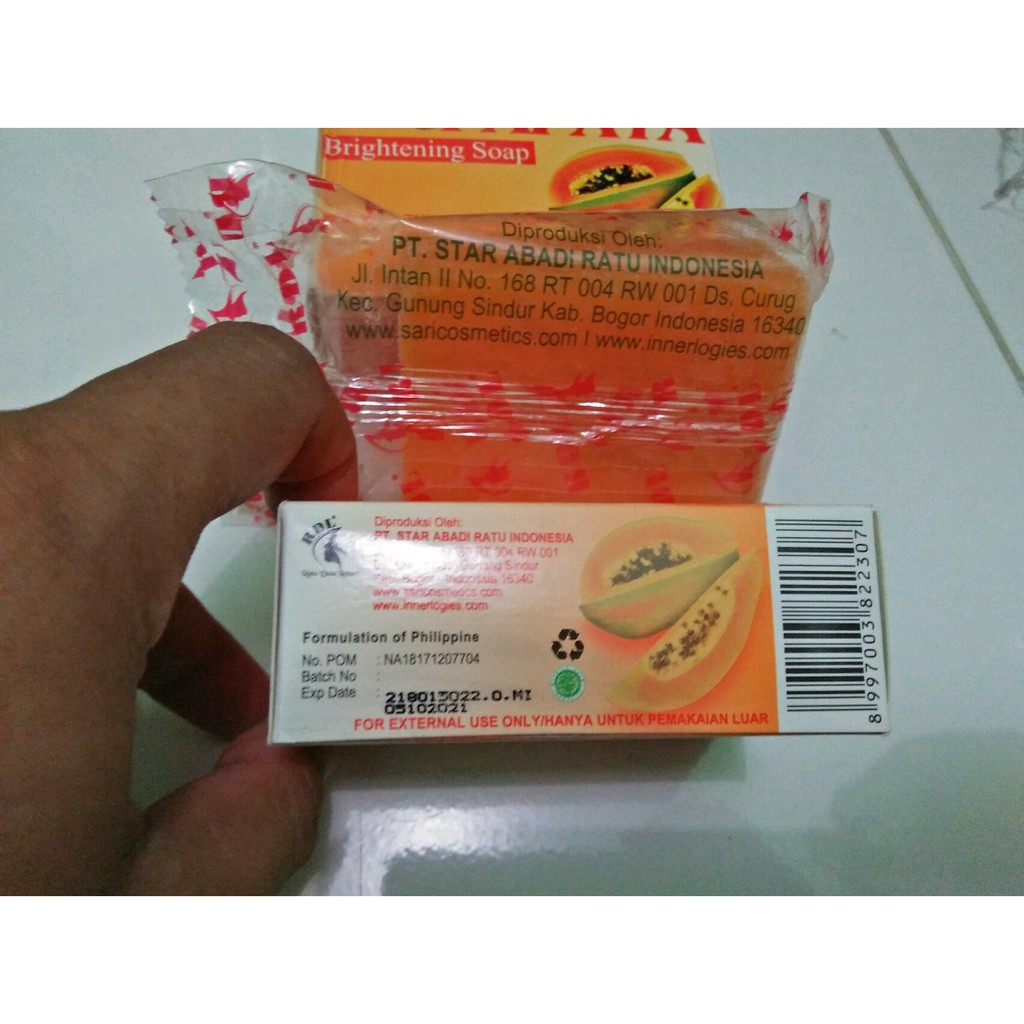 [ORI] SABUN PEPAYA Berkhasiat Memutihkan dan Mencerahkan Kulit Mengandung Vitamin C&amp;E BPOM 135gram