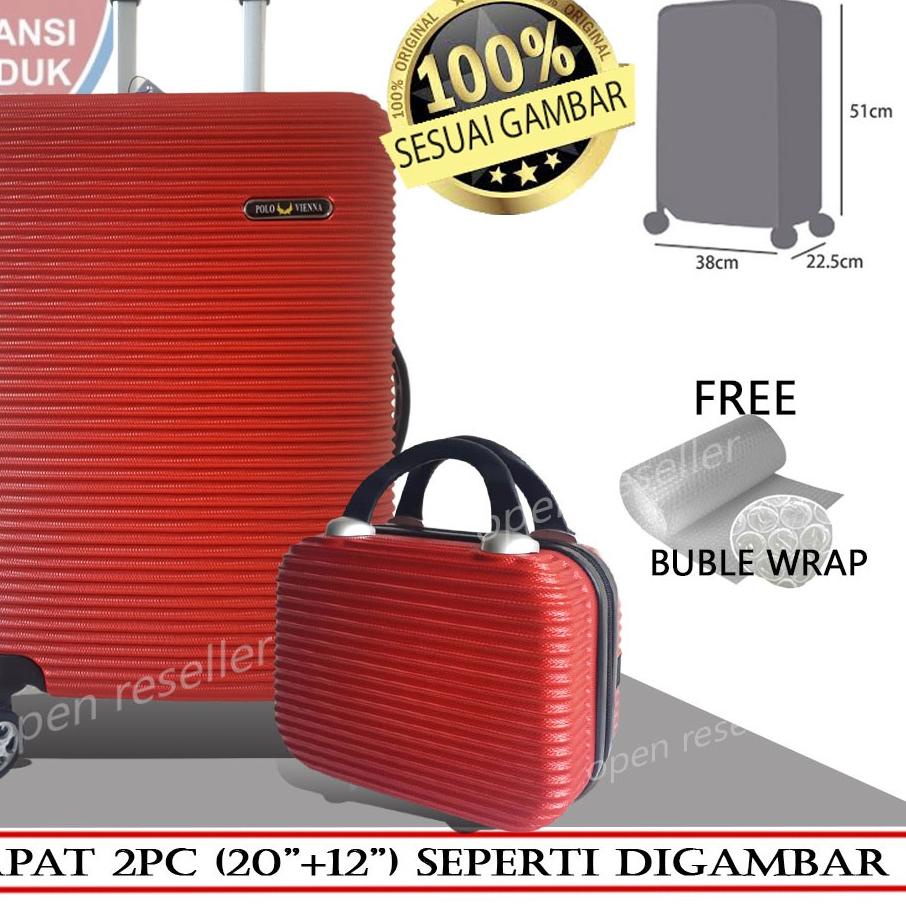 Terbaik|SQ26|BELI 1 GRATIS 1 KOPER 010 FIBER 20+12 INCH POLO VIENNA FREE BUBBLE ORIGINAL