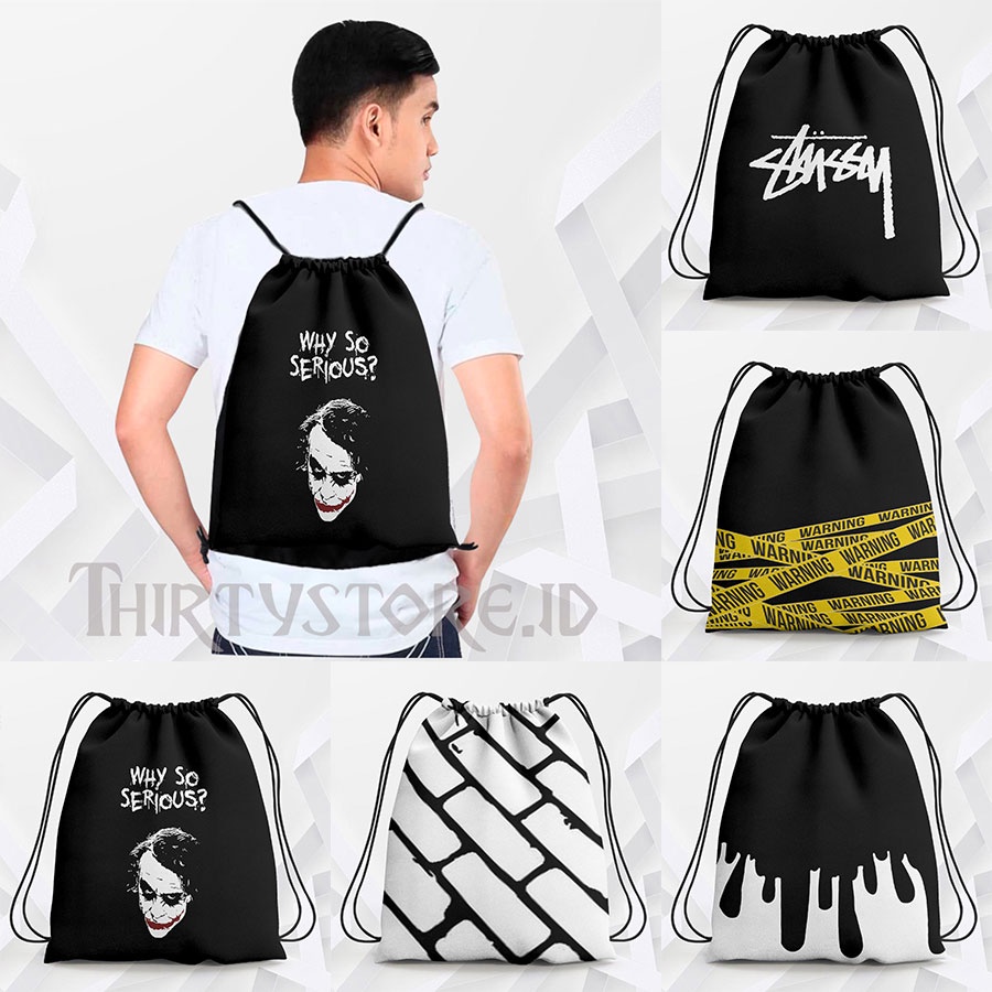 String Bag Bahan Taslan Tas Serut Pria Wanita Terlengkap New Stringbag String Bag Bts Muat Banyak