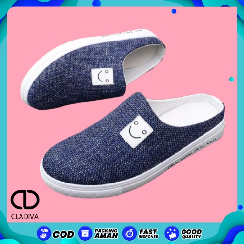 Sepatu Wanita Slip On Marsmellow Slipon Mules Spatu Flat Flatshoes Flatshoe Perempuan Krem Hitam Dan Biru FSH237