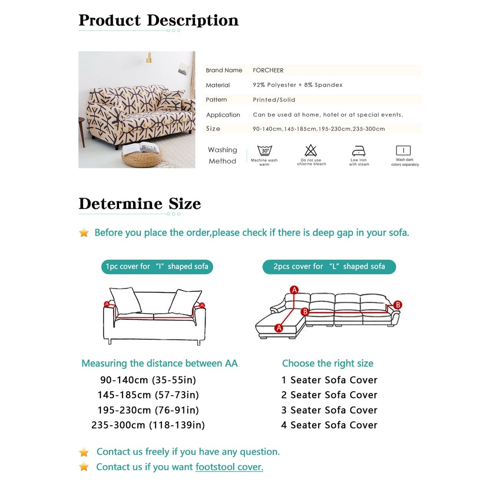 [dan tongkat busa]Cover Sofa Sarung Sofa 1/2/3 Seater Sofa Cover Elastic Sarung bantal sofa Cushion Protector Covers