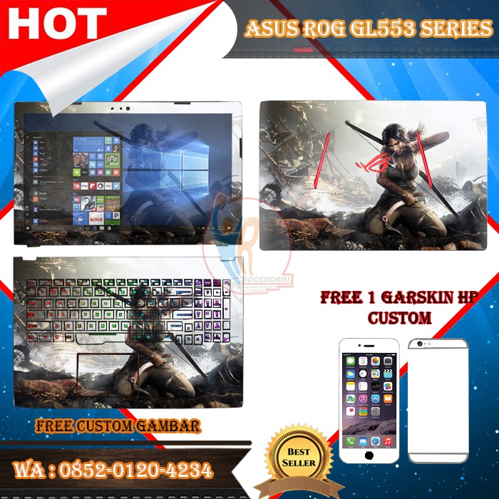 Original Garskin Laptop Full Body Asus ROG GL553 Series Motif Gamer - Free Custom Gambar