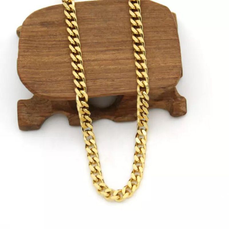 Kalung Rantai Titanium Warna Emas-Kalung pria anti karat-kalung rantai emas