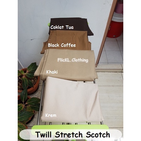 Bahan Kain Chino Twill Scotch 20/10 Katun Twill Stretch Melar