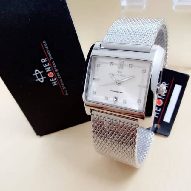 JAM TANGAN WANITA HEGNER 423 SILVER WHITE ORIGINAL