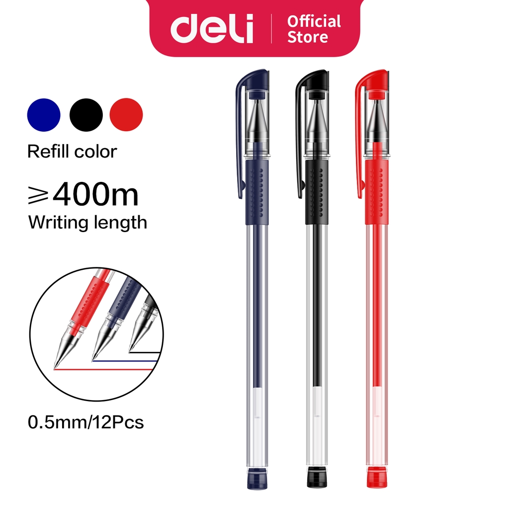 

Deli Gel Pen Pulpen 0.5mm Ujung Tumpul Tinta Hitam Biru Merah Lembut dan Nyaman Dipakai 6600ES