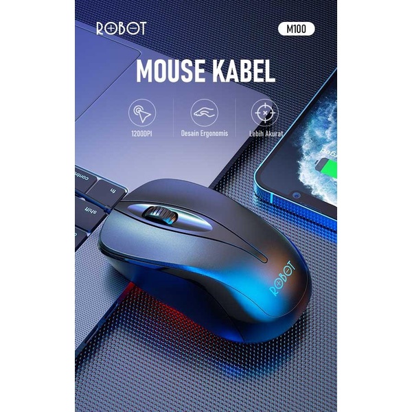 Robot M100 Wired Mouse Laptop Komputer Kabel Termurah (new M110 M120)