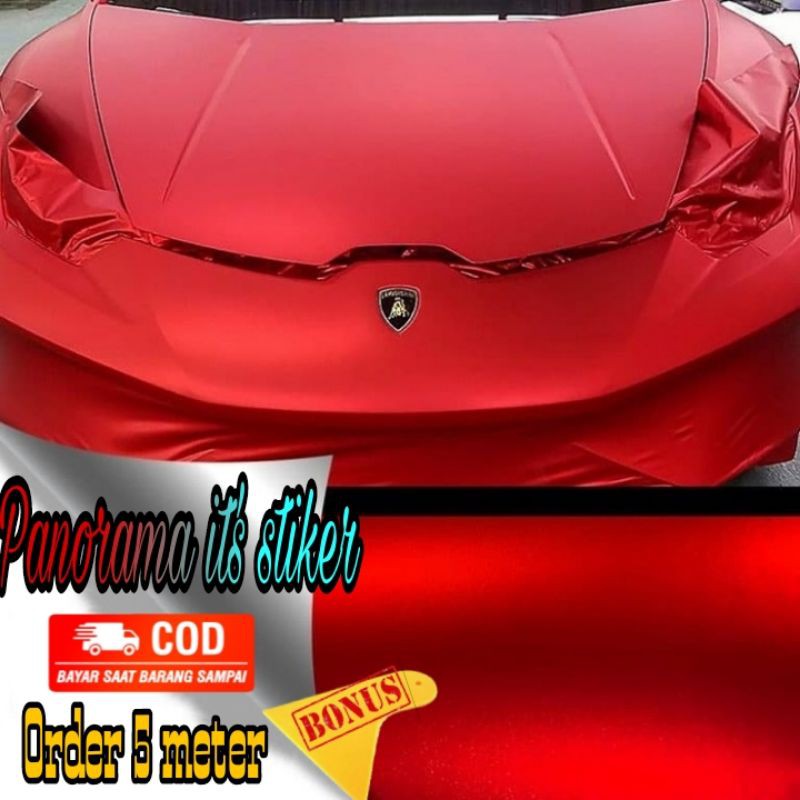 SKOTLET STIKER MOTOR METALIK MERAH CROM DOFF /SCOTLITE MOTOR MERAH DOFF /STICKER MERAH SATIN KROM DO