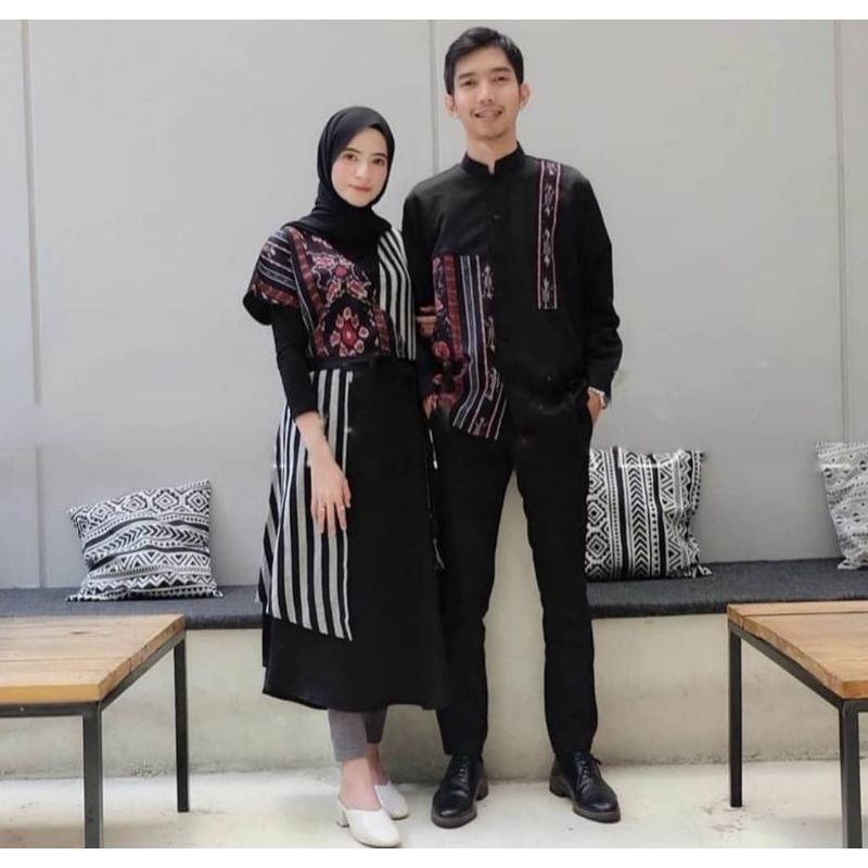 READY STOCK - Baju tenun couple - baju tenun kondangan - dress tenun couple - baju prewedding - couple tenun