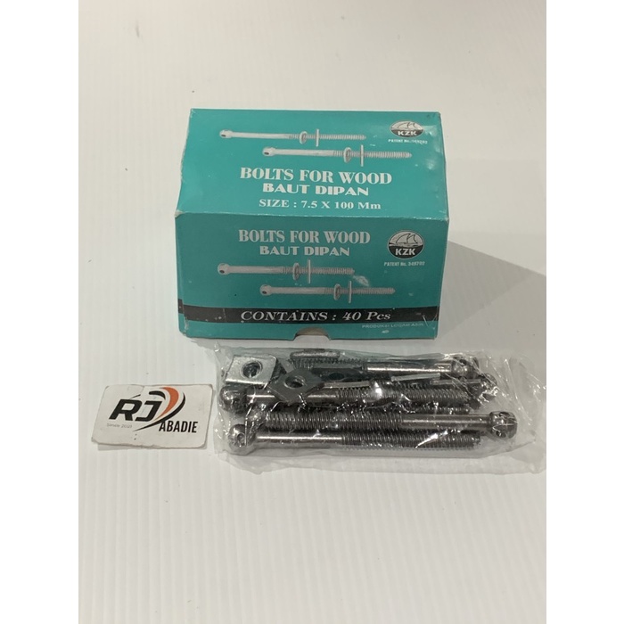 [40PCS] Baut Dipan Mur Ranjang Isi 40pcs KZK 8x100mm Dop Hitam / Chrome Putih