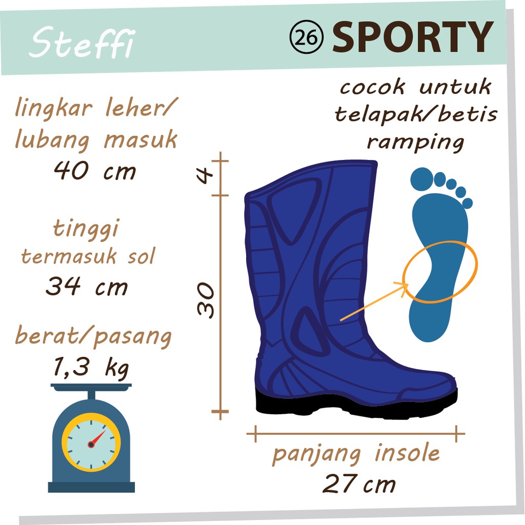 SPORTY 26(39-40) | Steffi Boots SEPATU BOOT PVC ramping RIDING BIKER moto anti air pria laki fashion