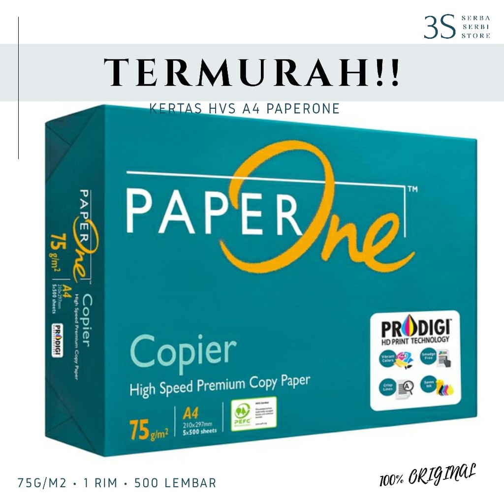 

Kertas HVS PAPERONE A4 75 Gram Office Paper Print 1 Rim 500 Lembar