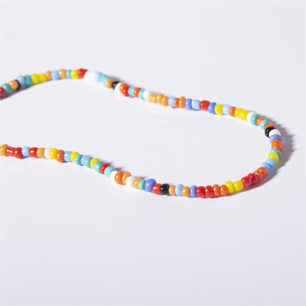 【COD Tangding】2pcs/set Colorful Double Lines Chain Choker Handmade Korea Fashion Necklace Bohemian Style