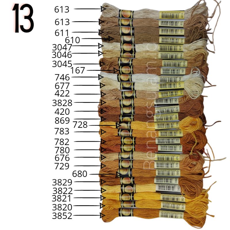 COLUMN 13 & 14. Benang sulam CXC kode mendekati DMC.