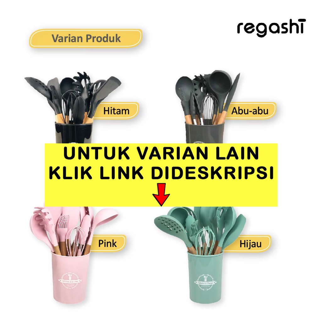 Regashi Alat Masak Sehat Silicone Kitchen Set Spatula Cooking Bpa-Free / Kitchen silicone tools set-8