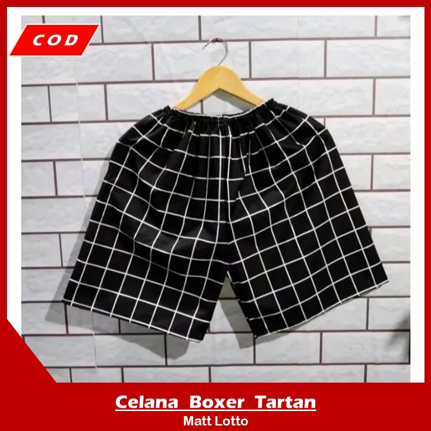 Celana Pendek Boxer Pria Bokser Cowok Dewasa Motif Tartan Kotak Kotak