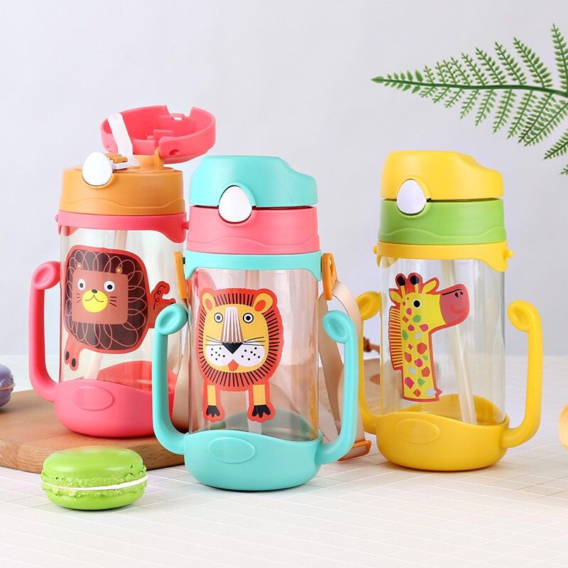 Baby's Learning Drinking Water Bottle Feeding Sippy Cups With Handles and Strap M097