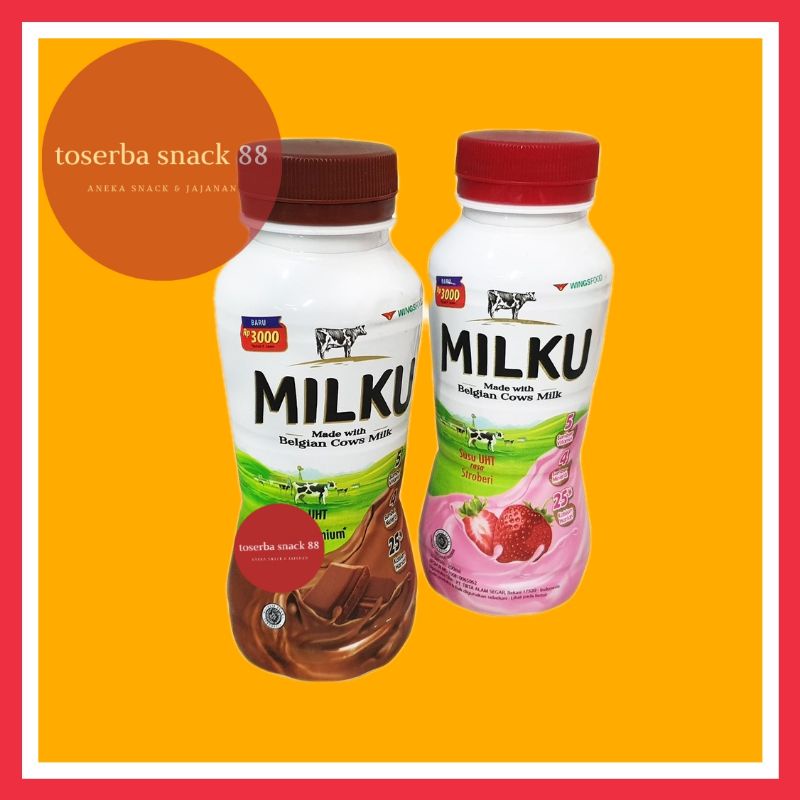 

MILKU/Susu Rasa Chocolate & Strawberry/Belgian Cows Milk (200 ml)