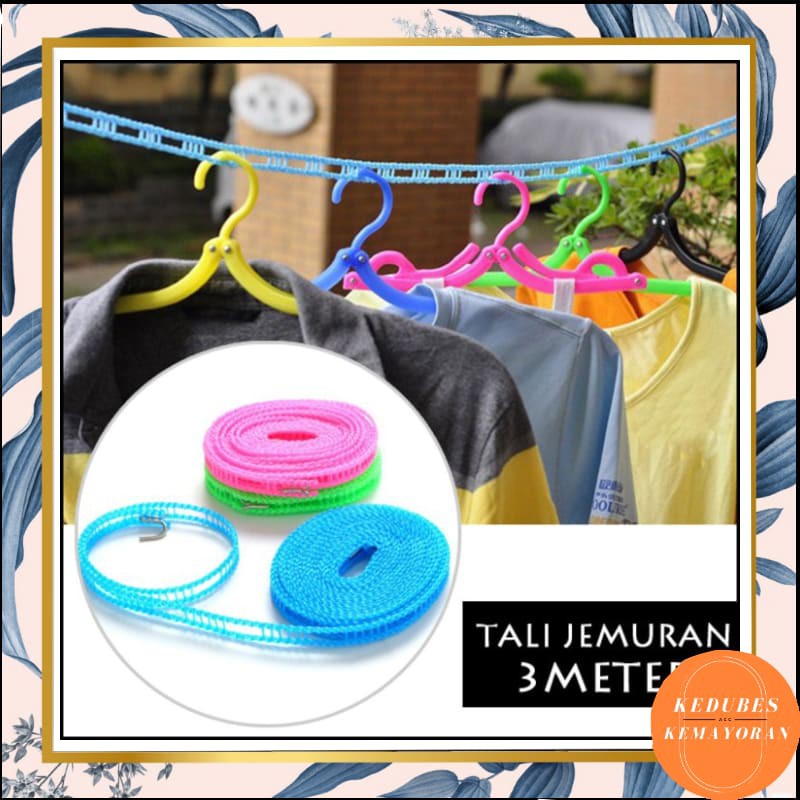 Tali Jemuran ada Lubang Gantungan Baju - Hanger Super Praktis - Clothes Line Unik 5 METER [KK]