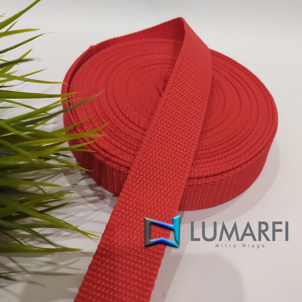 Tali Webbing Tali Bisban Tas 2,5 cm Tebal Merah cabe [METERAN]