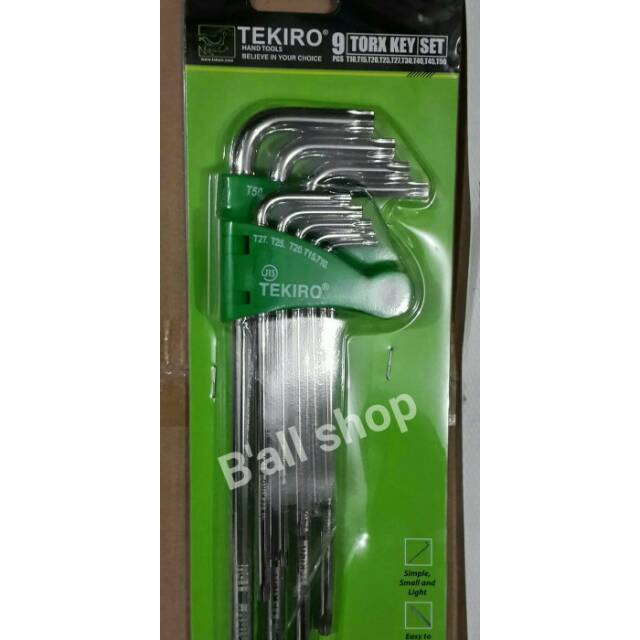 Kunci L Bintang Set 9pc (tanpa lubang) Tekiro  HK TO-1205