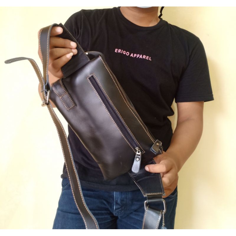 Tas Selempang Waistbag Full Kulit Sapi Asli