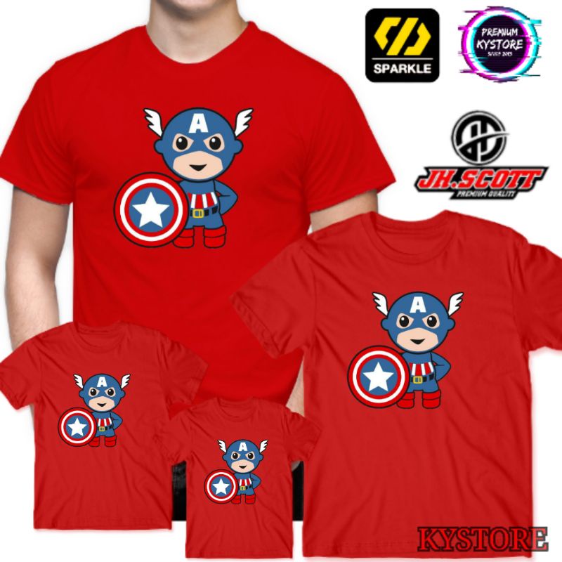 kaos anak pria motif captain america edisi Famili Combad 30s