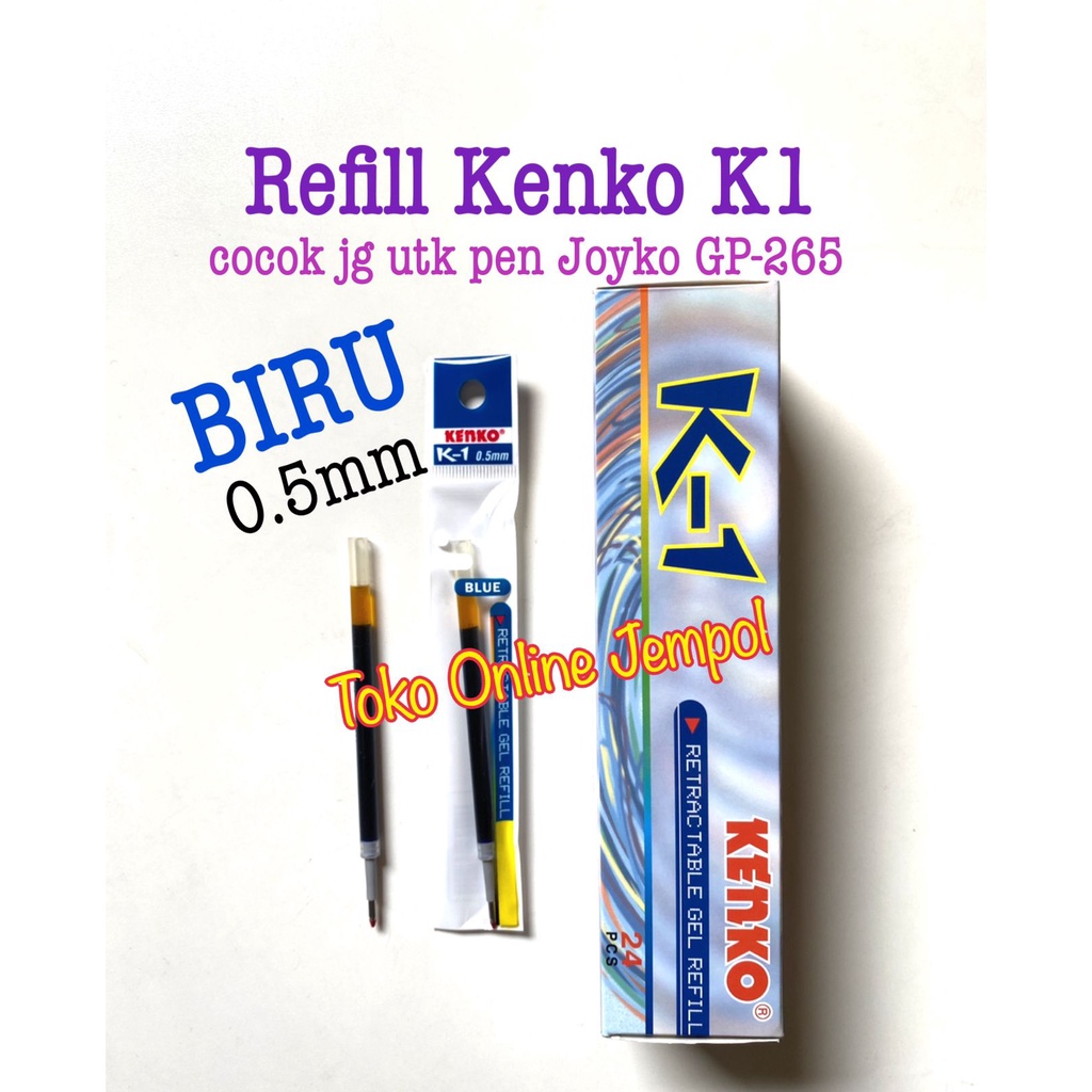 

BIRU Refill pulpen KENKO Sahara K1 0.5 tinta gel isi ulang pen blue ink jel bisa utk GP265 Joyko K-INC alteratif GPR 267 ATK1347KN