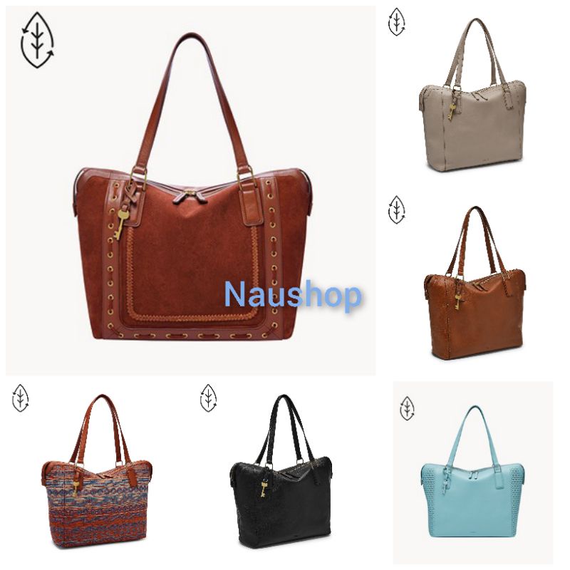 Tas Fossil Original Jacqueline Tote Black Brown Graystone Fall Multi Burnt Henna Turquoise