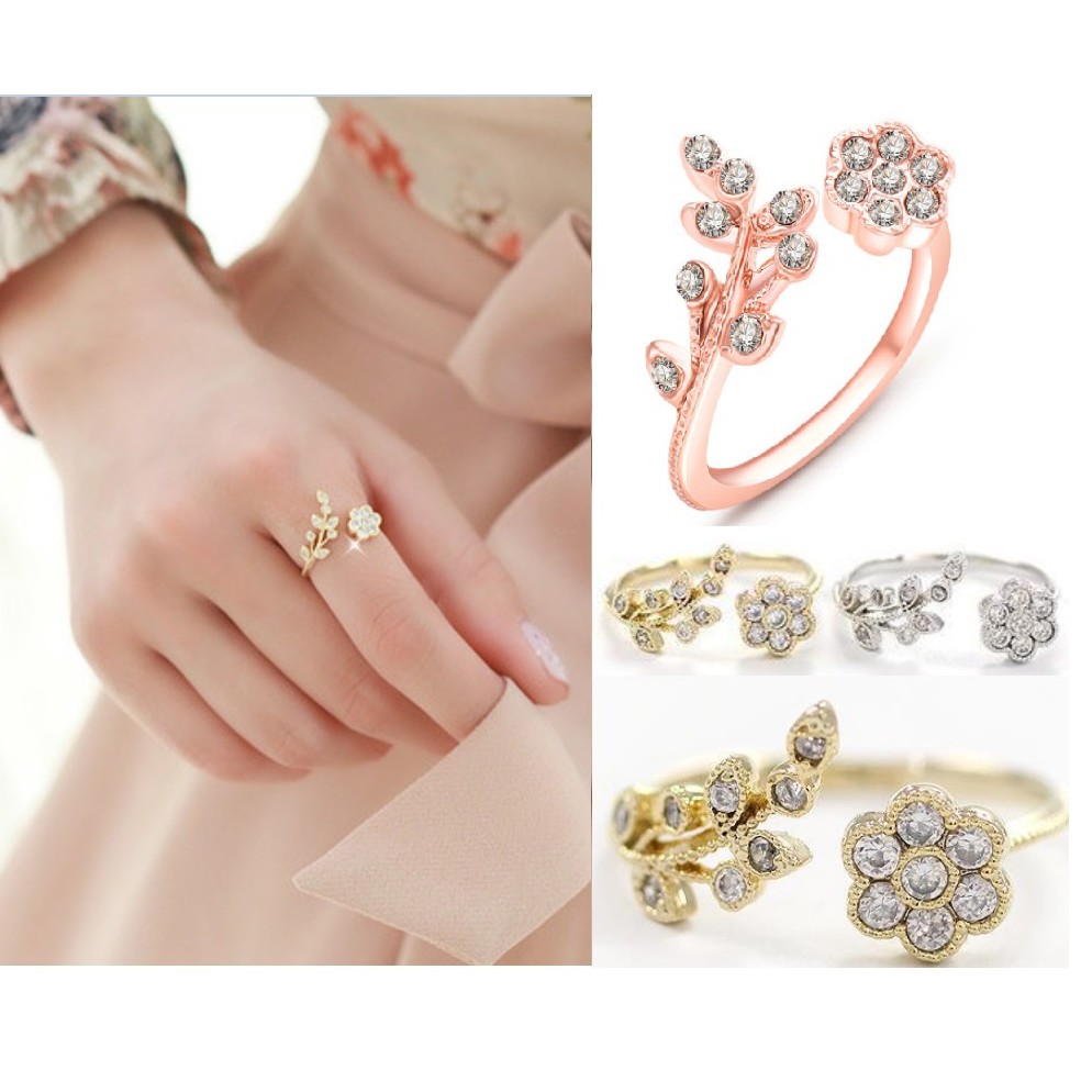 Cincin Wanita Mini FLOWER Open Cuff Korea Fashion Style Aksesoris Cewe Women Ring