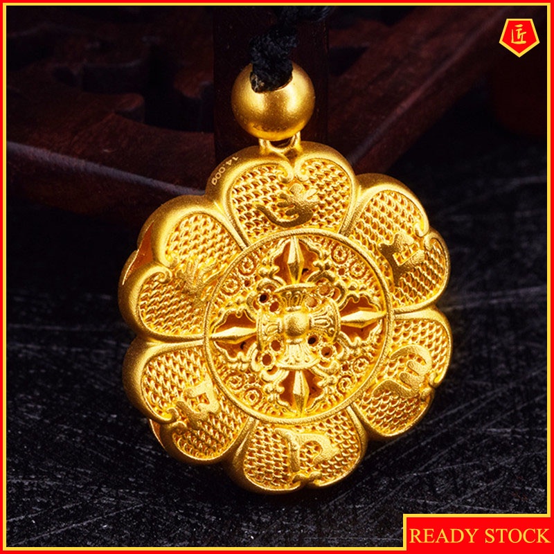 [Ready Stock]Fashion Gold-Plated Hollow Lotus Pendant Flower Necklace