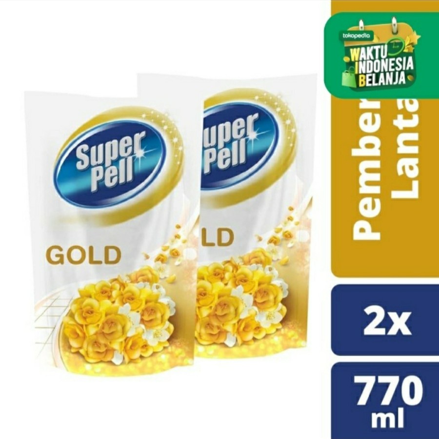 Super Pell Gold Pembersih Lantai 770 Ml TwinPack Acti Shine Technology