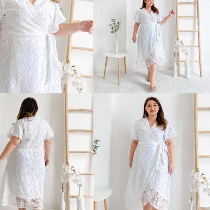❤ SHOPPE 2.2 !!! CALLISTA Dress Bigsize Brokat Update | Dress Jumbo Wanita | Dress Pesta Jumbo