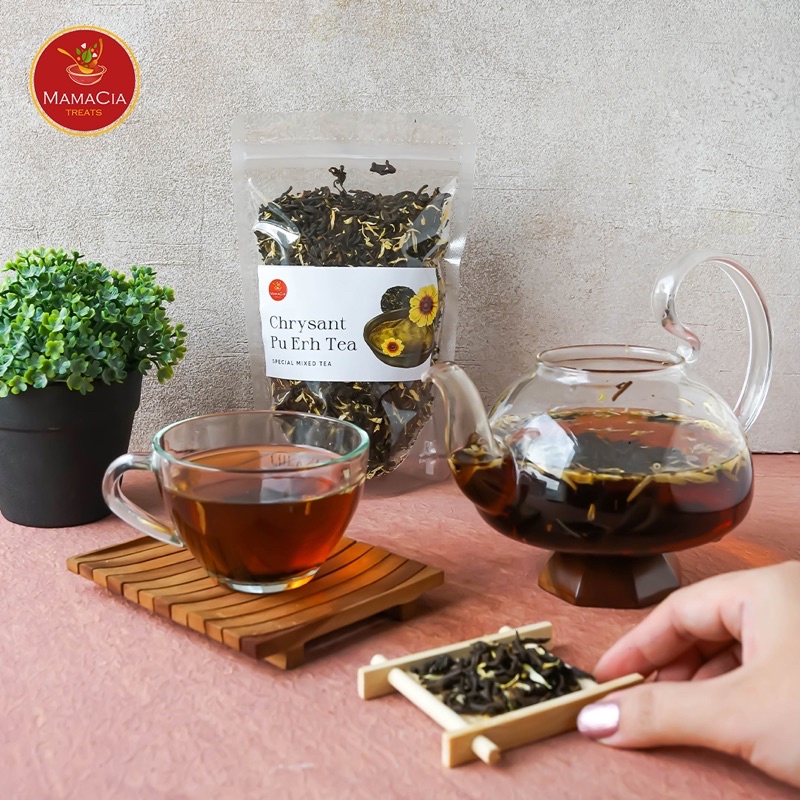 

Mamacia Treats Premium Blended Tea Mielle / Chrysant Pu Erh Tea 100 Gr / Teh Bunga Teh Pu Erh Mixed