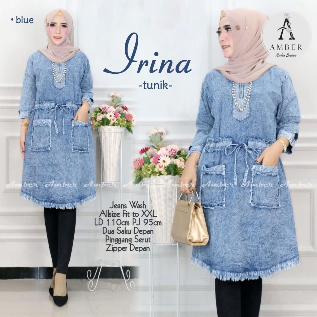 irina tunik atasan wanita tunik levis jumbo baju muslimah jeans wanita murah