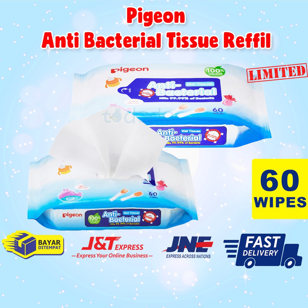 Tisu Basah Bayi Pigeon Anti Bacterial Tissue Reffil 60wipes