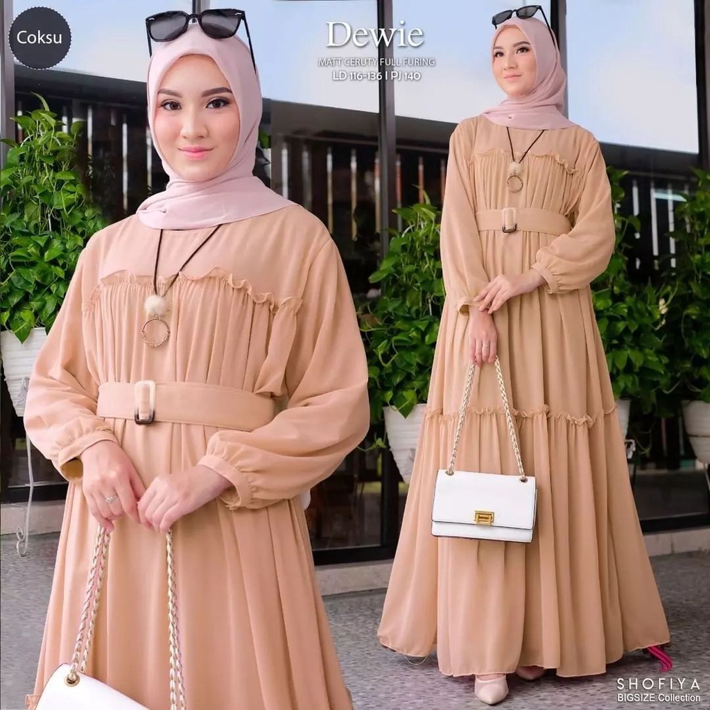 DEWIE DRESS BL CERUTY BABYDOLL FULL PURING LD 110 CM PB 140 CM FREE BELT GAMIS WANITA TERBARU 2023 KEKINIAN DRESS PUTIH WANITA MOTIF POLOS MAXI DRESS JUMBO VIRAL