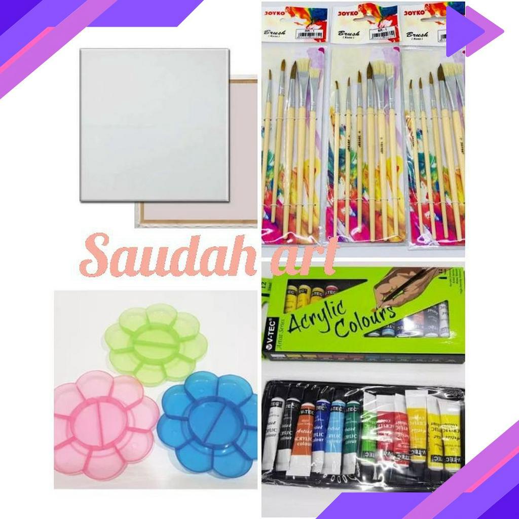 

EKSTRA PROMO Paket Kanvas Lukis kanvas 2x2kuaspaletcat akrilik