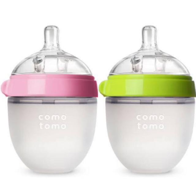 COMOTOMO PINK/GREEN 150ML SINGLE PACK BOTTLE - botol comotomo | dot bayi